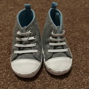 Carter's Gray and White Baby Shoes with Blue Accents
